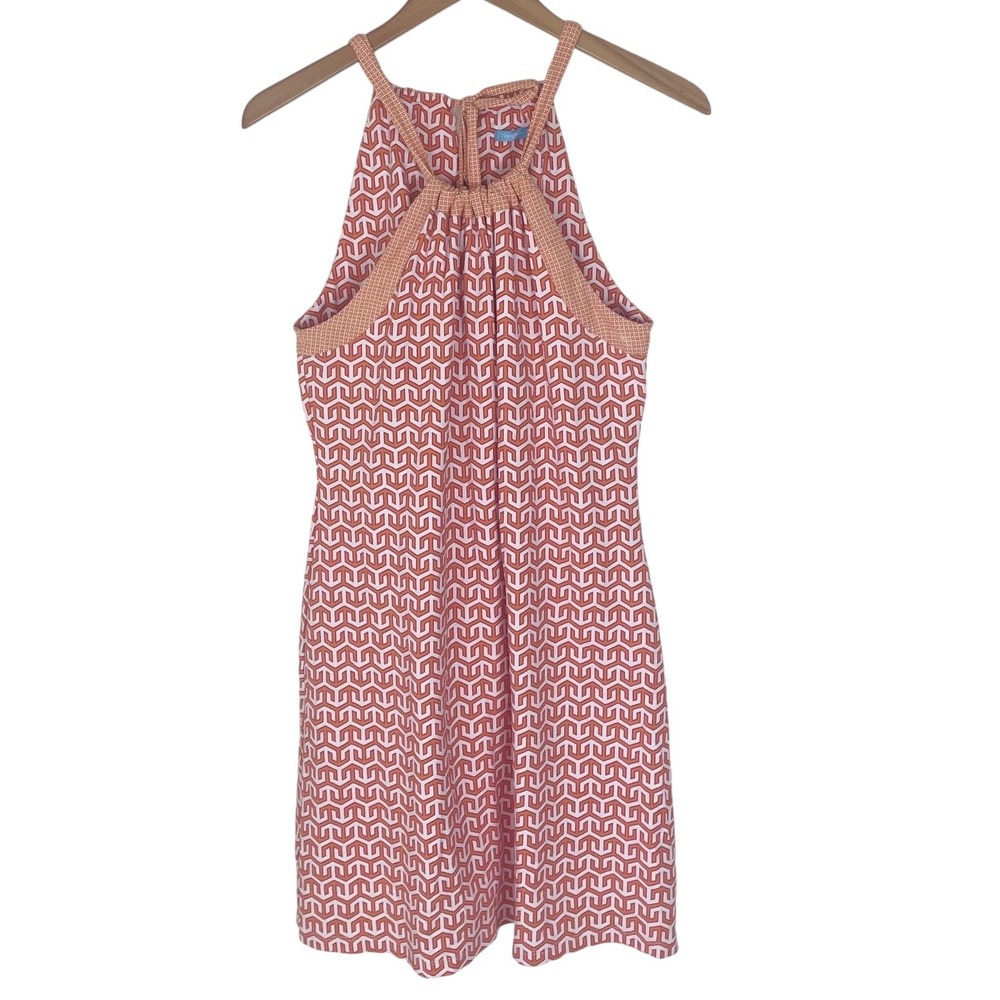 J.McLaughlin Orange Geometric Halter Neck Catalina Cloth‎ Dress Womens Medium